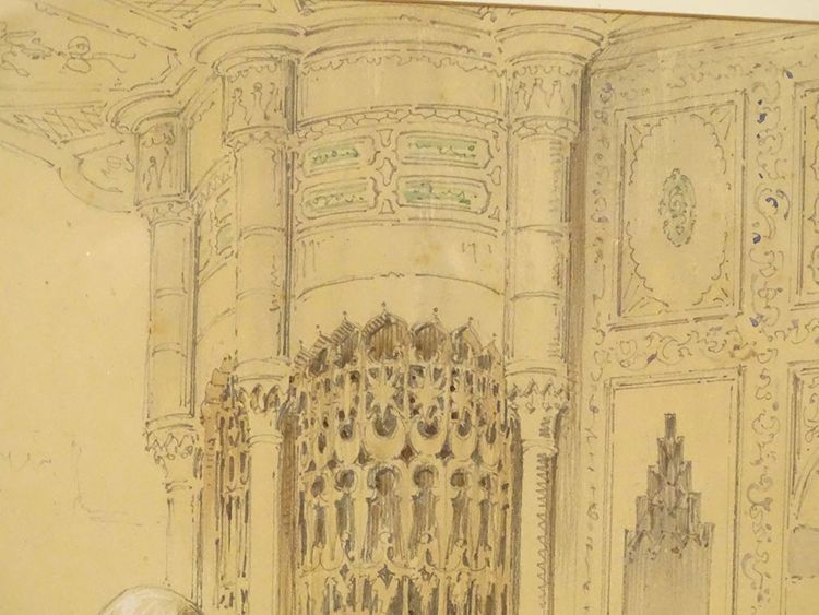 Dessin Orientaliste Amedeo Preziosi Femmes Ottomanes Enfants Istanbul XIXè