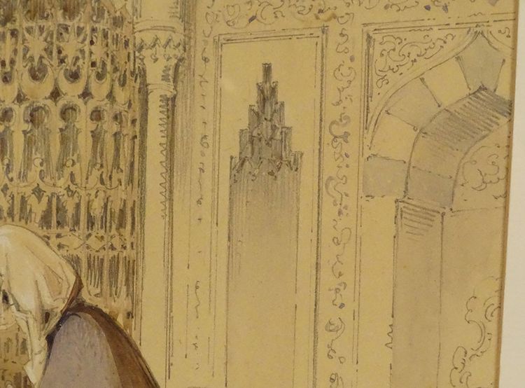 Dessin Orientaliste Amedeo Preziosi Femmes Ottomanes Enfants Istanbul XIXè