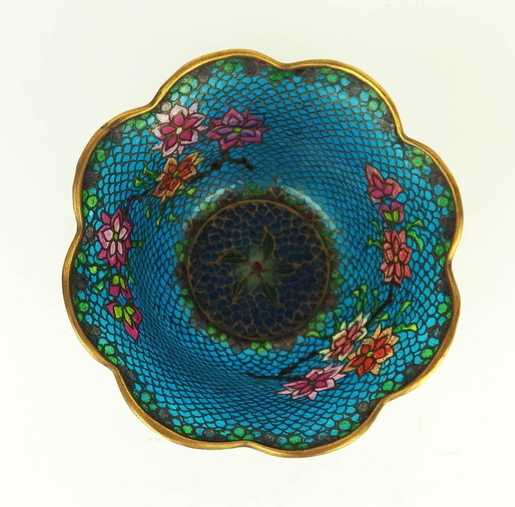 Small plique-à-jour enamel cup