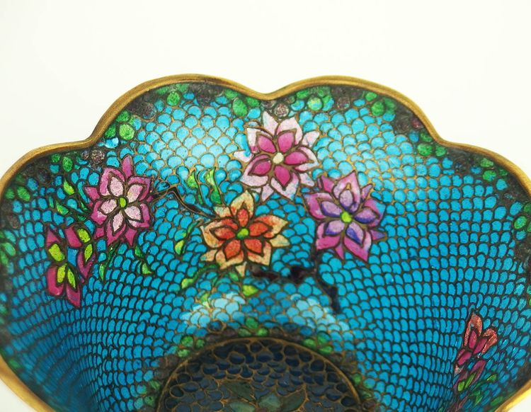 Small plique-à-jour enamel cup