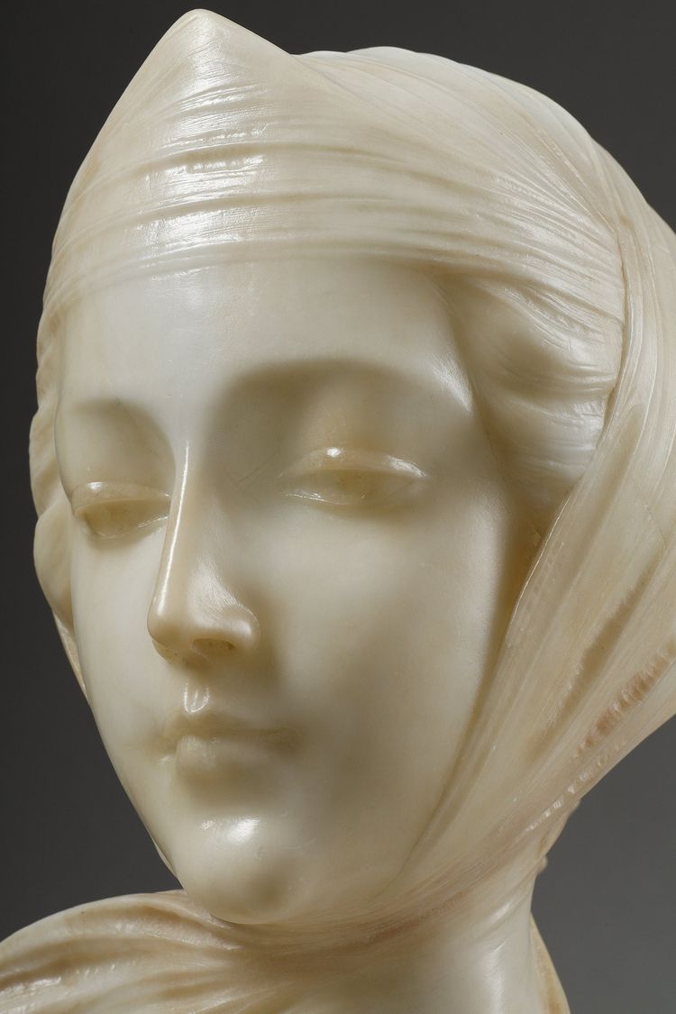 Busto di giovane donna in alabastro, firmato sul retro "A Genna" - Amadéo Gennarelli (1881-1943)