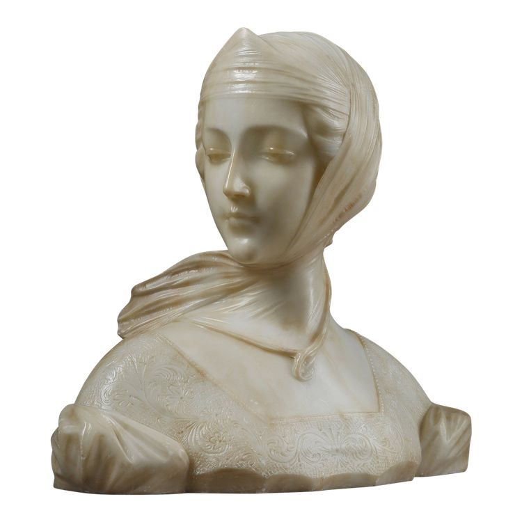 Busto di giovane donna in alabastro, firmato sul retro "A Genna" - Amadéo Gennarelli (1881-1943)