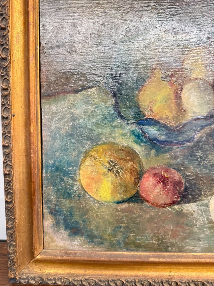 Antico dipinto ad olio, Manfredini, 1944, Trieste, natura morta, 47x38 cm