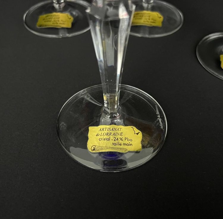 Set of 6 double-walled cut crystal wine glasses
