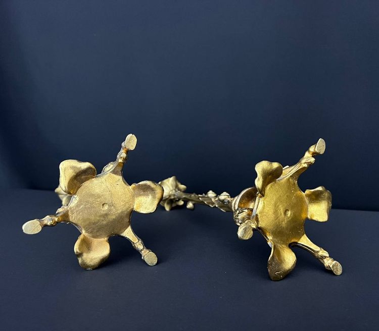 Pair of Louis XV style gilt bronze candlesticks