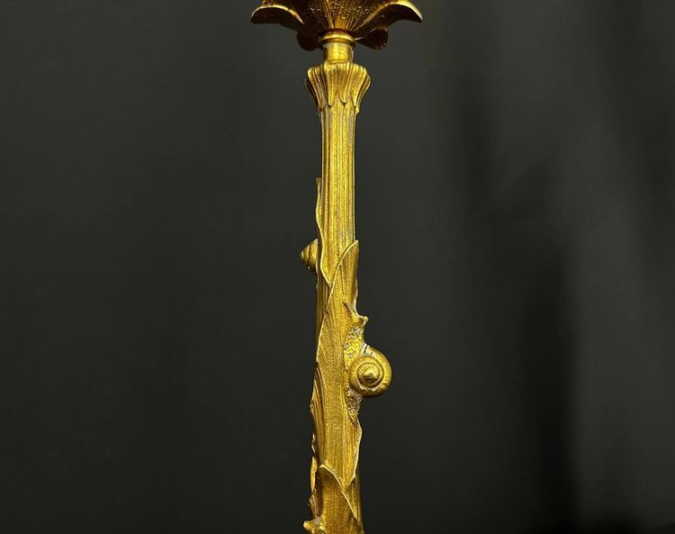 Pair of Louis XV style gilt bronze candlesticks
