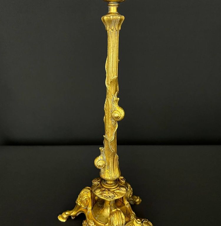 Pair of Louis XV style gilt bronze candlesticks
