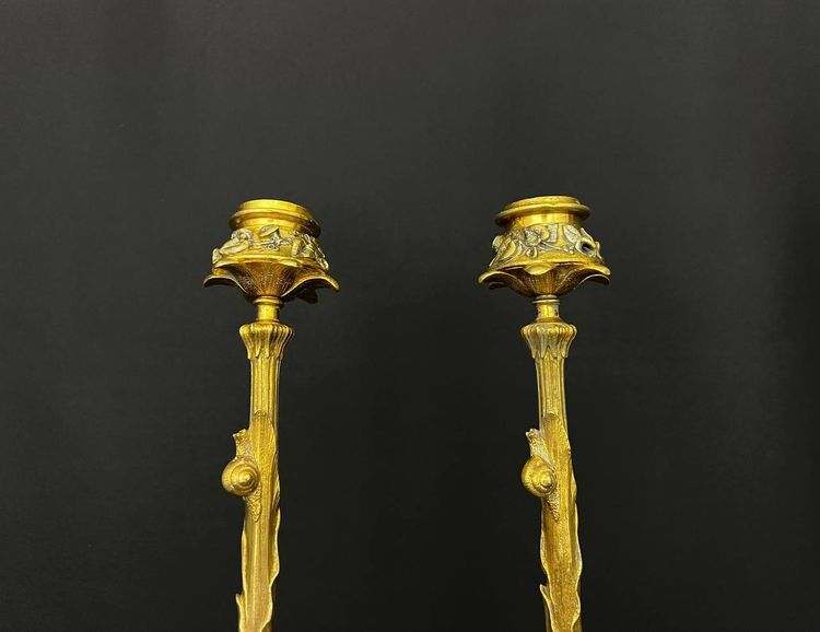Pair of Louis XV style gilt bronze candlesticks