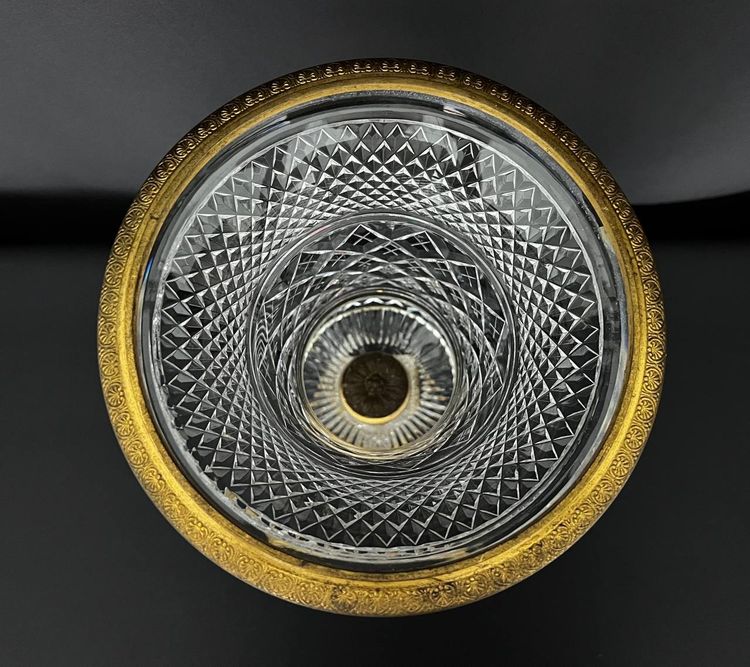 Vaso mediceo in cristallo molato e bronzo 