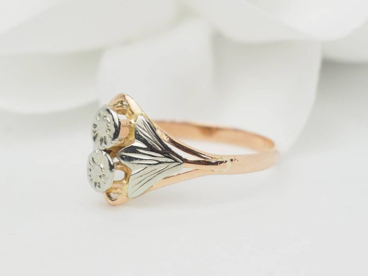 Jugendstilring in zweifarbigem Gold 