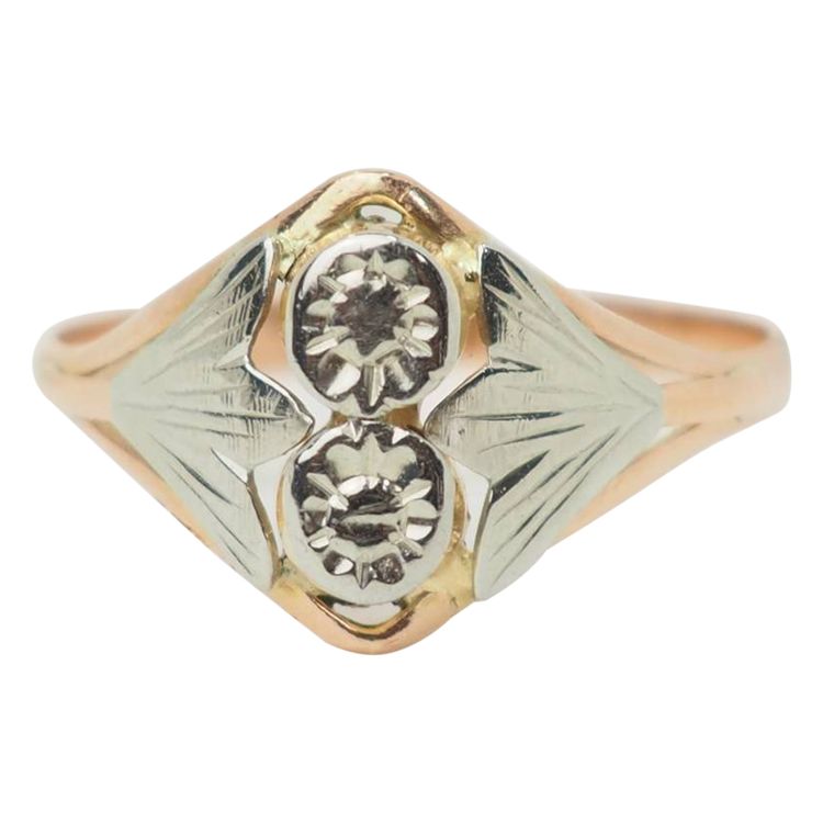 Jugendstilring in zweifarbigem Gold 