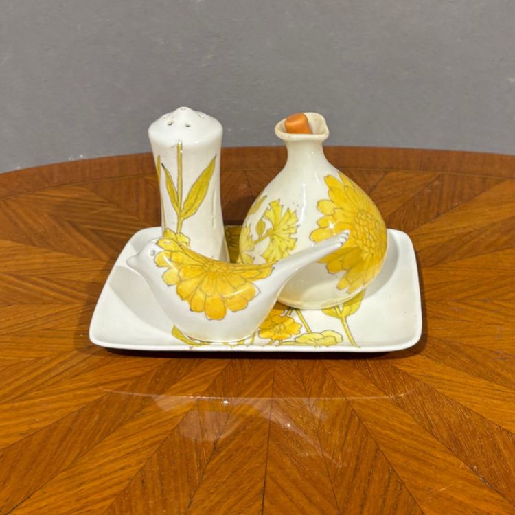 Ernestine Ceramic Oil Salt and Pepper Set Mid Century Period