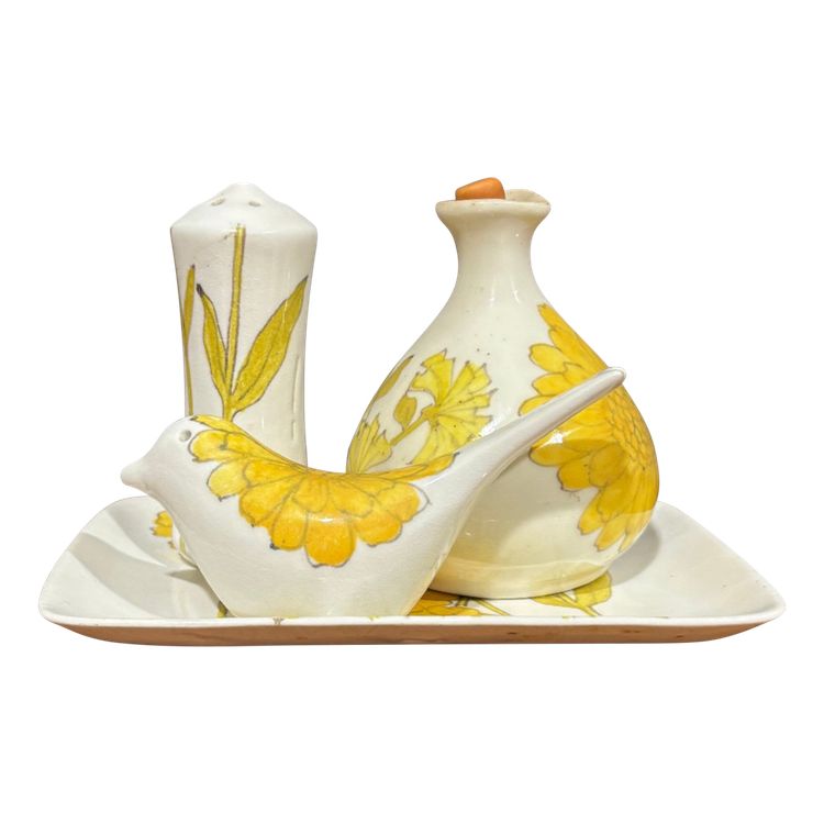 Ernestine Ceramic Oil Salt and Pepper Set Mid Century Period