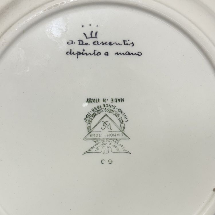 Antico Servizio di piatti in ceramica Laveno dipinti a mano