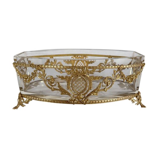 Petite Jardinière en Verre et Laiton, style Louis XVI – 1900