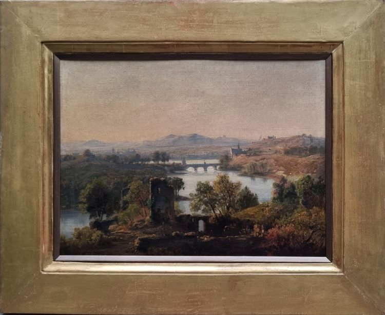Jan KOBELL - Landscape with ruins, bridge and river
