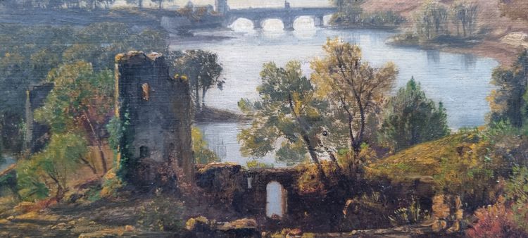 Jan KOBELL - Landscape with ruins, bridge and river