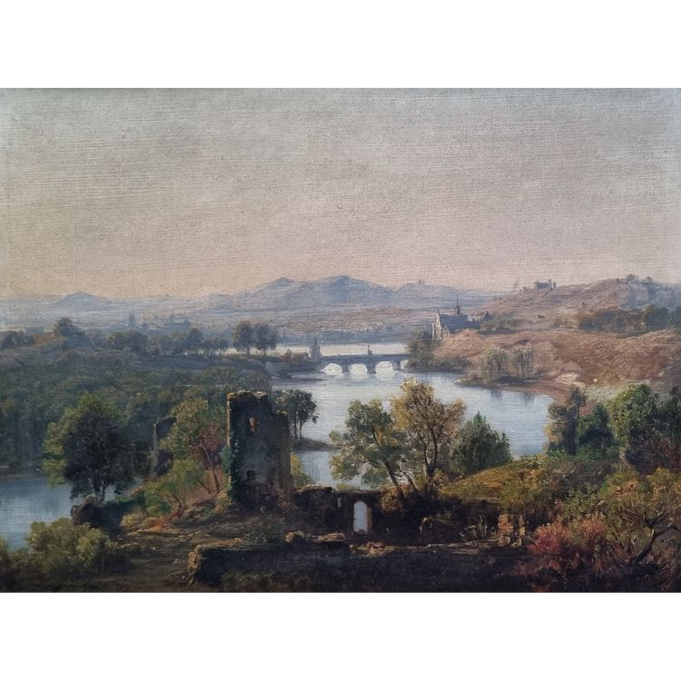 Jan KOBELL - Landscape with ruins, bridge and river