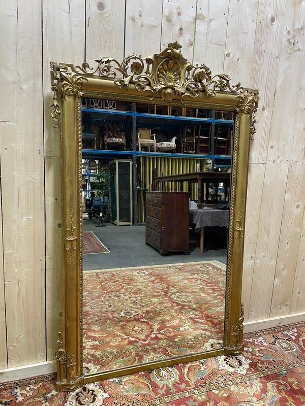 Specchio di legno e epoca in stucco dorato Louis Philippe