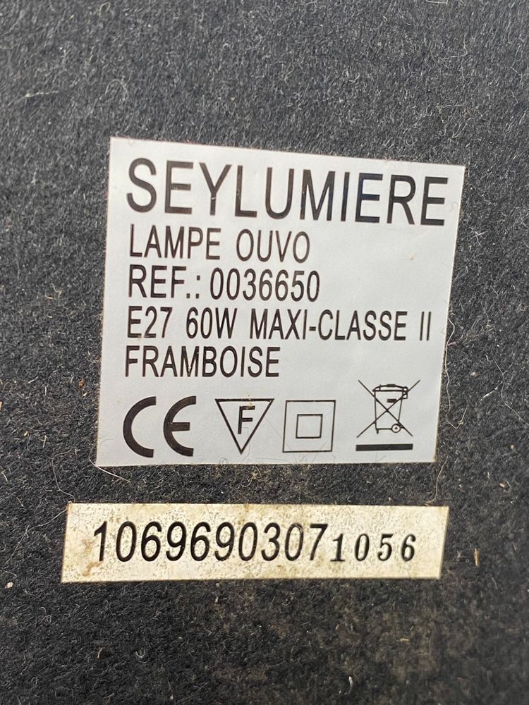 Seylumière Ouvo collector lamp, reference 0036650, Raspberry color