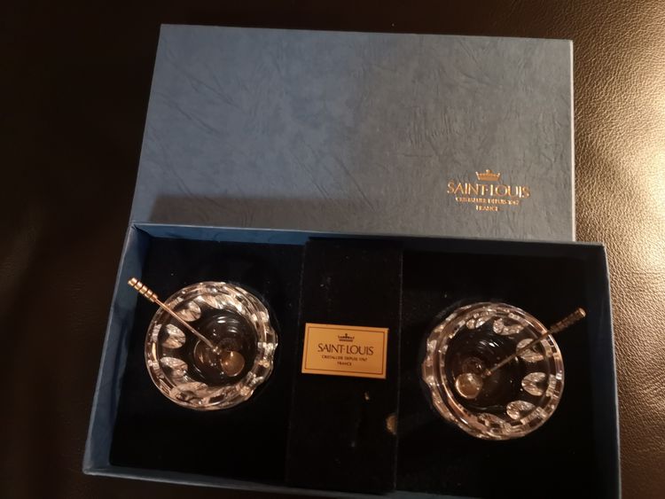 Coffret de paire de salerons en cristal Saint Louis
