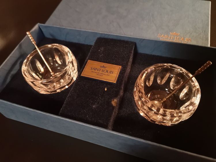 Coffret de paire de salerons en cristal Saint Louis