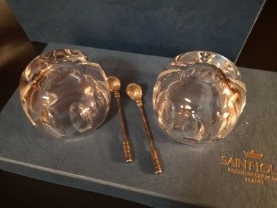 Coffret de paire de salerons en cristal Saint Louis