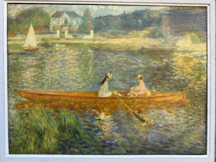 Beautiful impressionist oil on canvas after Auguste Renoir "The Boat"