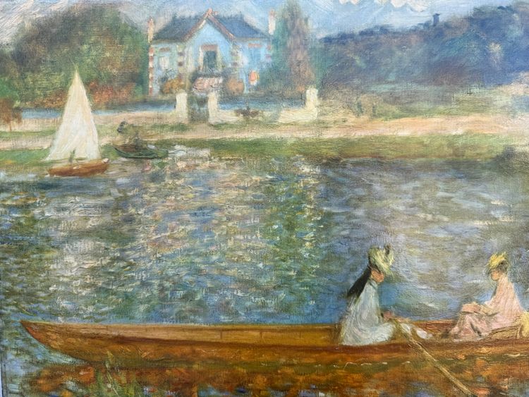 Beautiful impressionist oil on canvas after Auguste Renoir "The Boat"