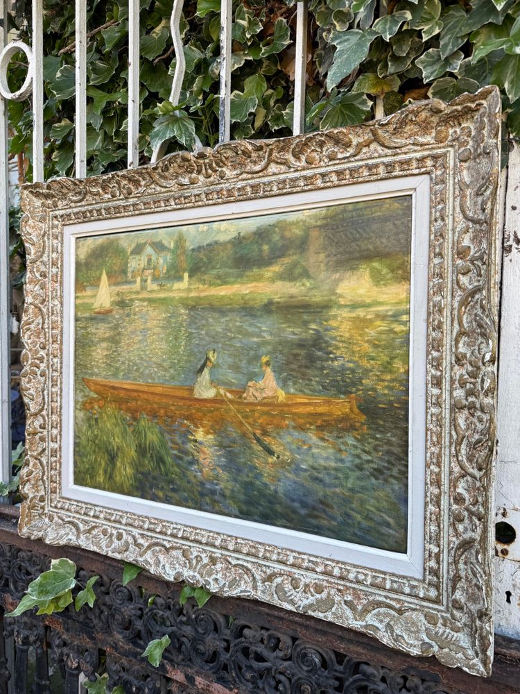 Beautiful impressionist oil on canvas after Auguste Renoir "The Boat"