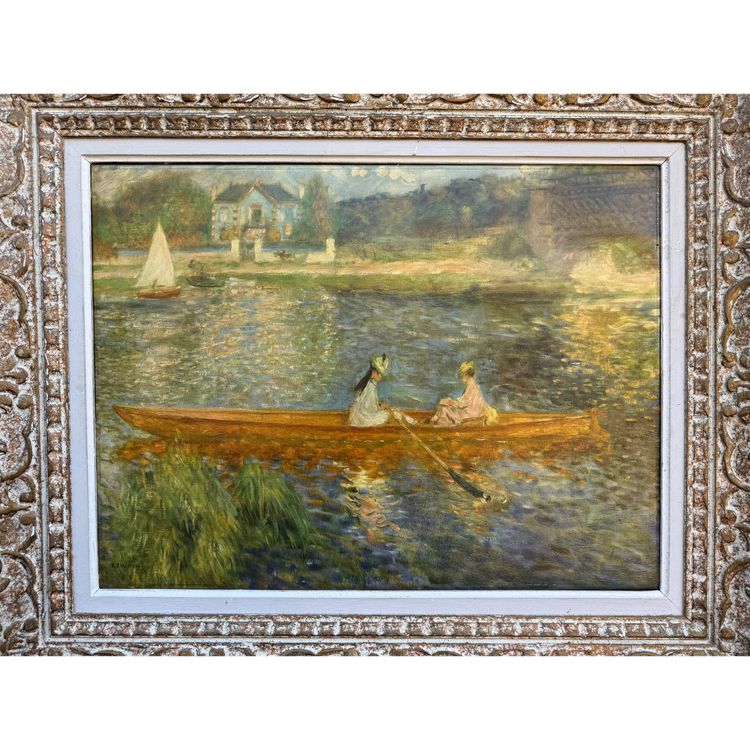 Beautiful impressionist oil on canvas after Auguste Renoir "The Boat"