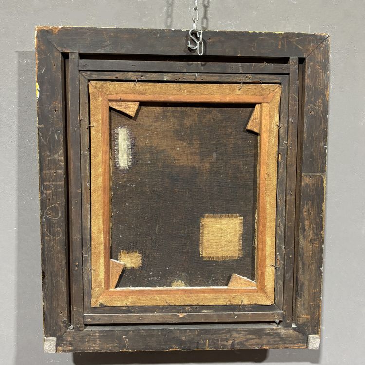 Quadro pittura ad olio scena galante XIX secolo A. Guillemin