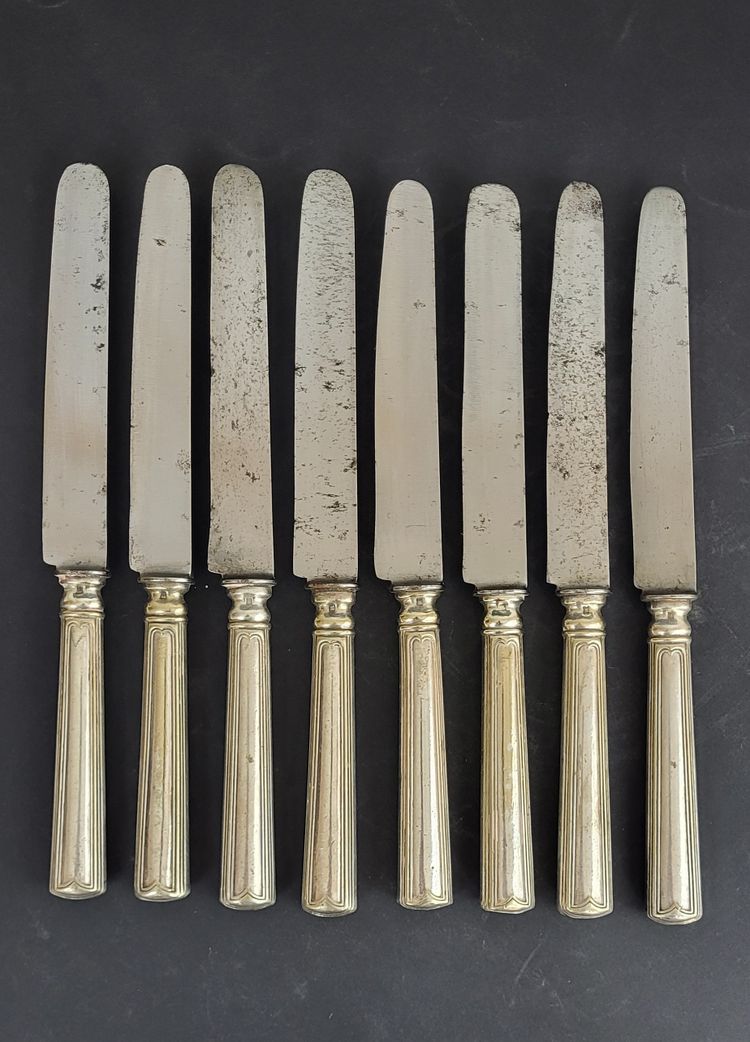 Set of 8 silver-plated Christofle knives, 19th century