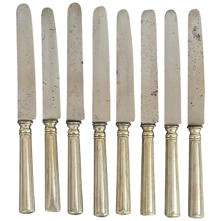 Set of 8 silver-plated Christofle knives, 19th century