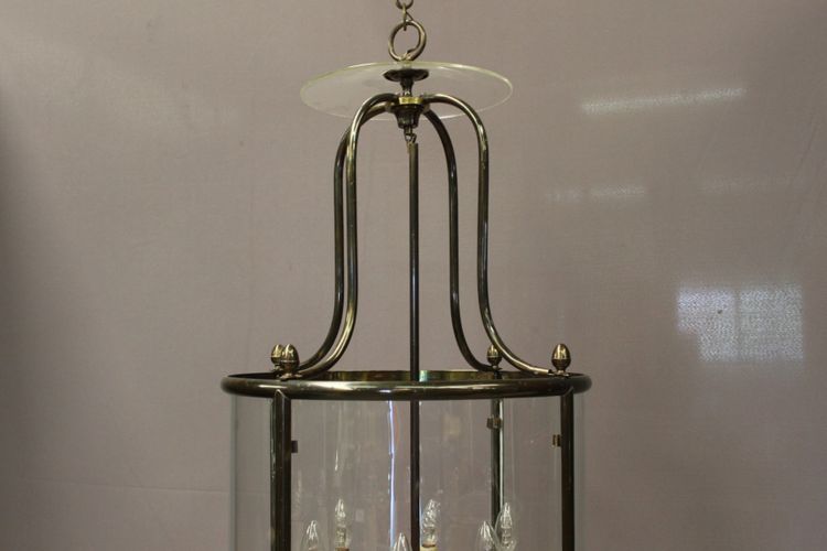 Importante lanterna in ottone a sei luci, diametro 52 cm, XX secolo