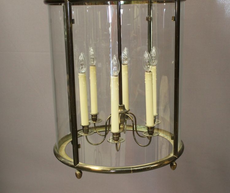 Importante lanterna in ottone a sei luci, diametro 52 cm, XX secolo