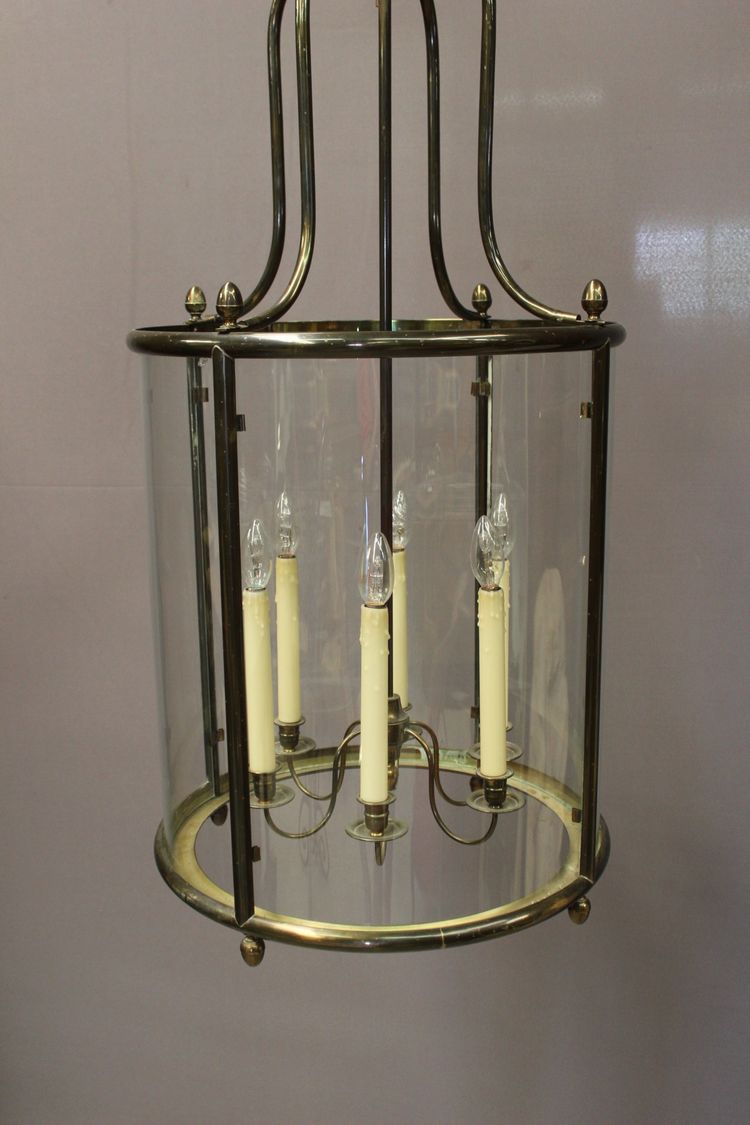 Importante lanterna in ottone a sei luci, diametro 52 cm, XX secolo