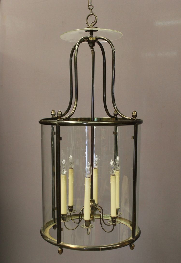 Importante lanterna in ottone a sei luci, diametro 52 cm, XX secolo