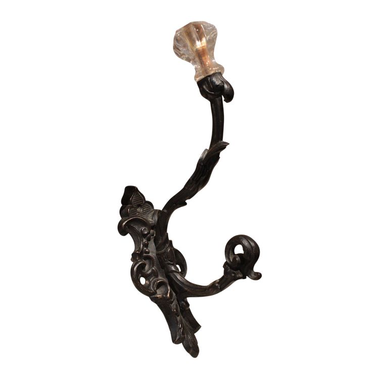 Appendiabiti in bronzo patinato e vetro, fine XIX secolo