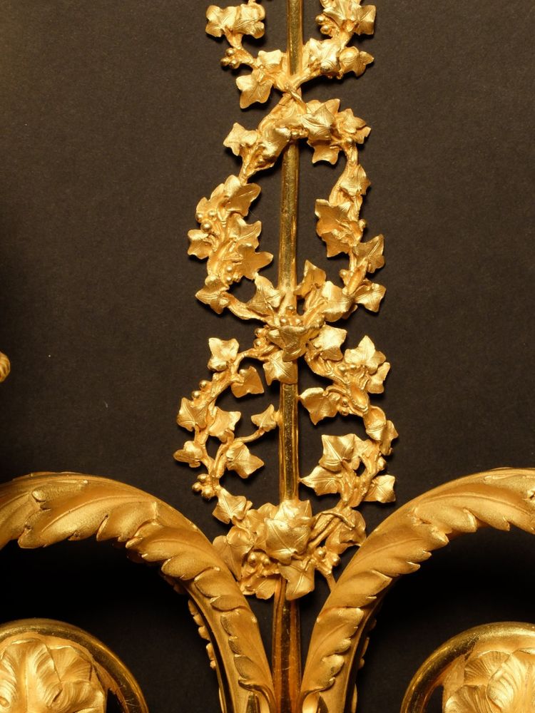 Coppia di applique in bronzo dorato in stile Luigi XVI 