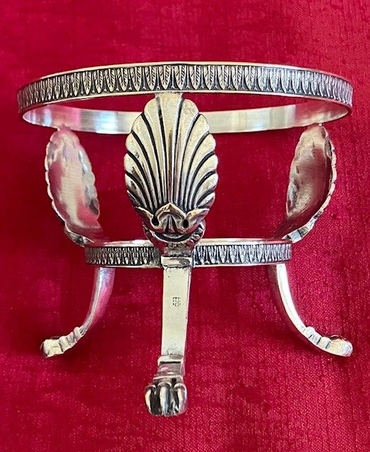 Empire-Restoration style cup in silvered bronze and midnight blue crystal from the late 19th century