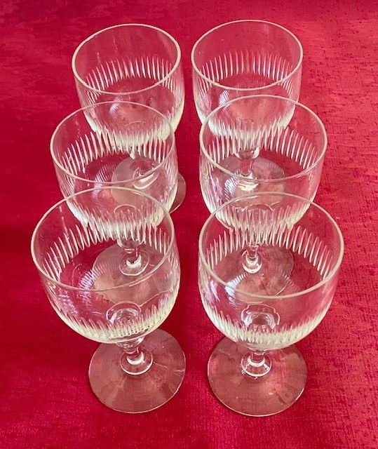 Belle suite de 6 grands verres à eau anciens de style Napoléon III, époque fin XIXème vers 1880