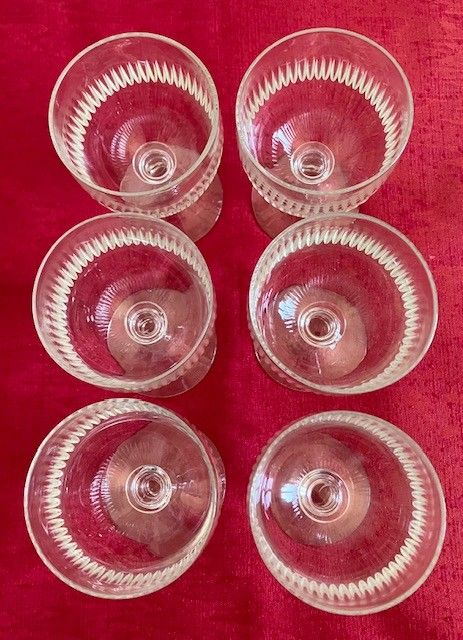 Belle suite de 6 grands verres à eau anciens de style Napoléon III, époque fin XIXème vers 1880