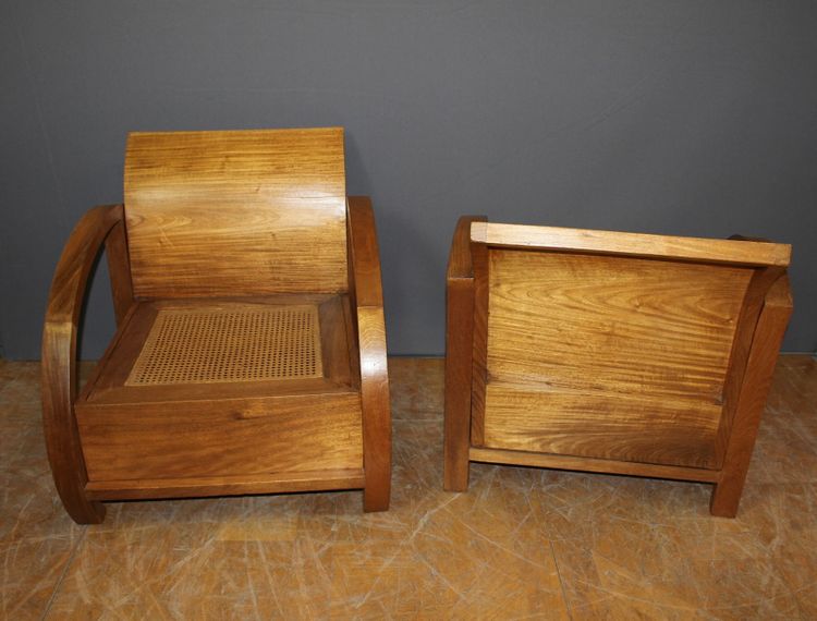 Paire De Fauteuils En Teck De Style  Art Déco 