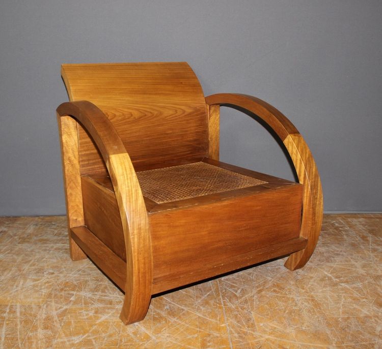 Paire De Fauteuils En Teck De Style  Art Déco 