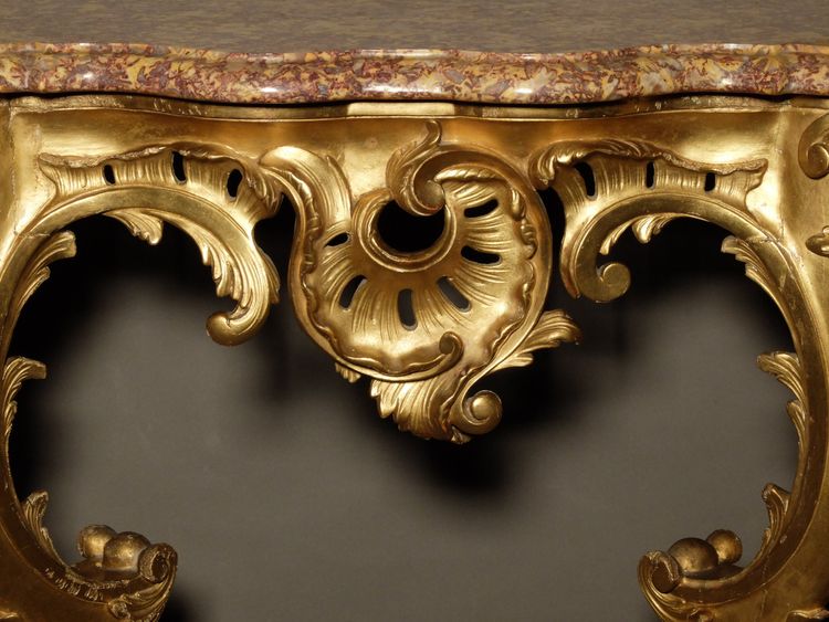 Louis XV period console in gilded wood