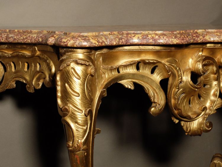 Louis XV period console in gilded wood