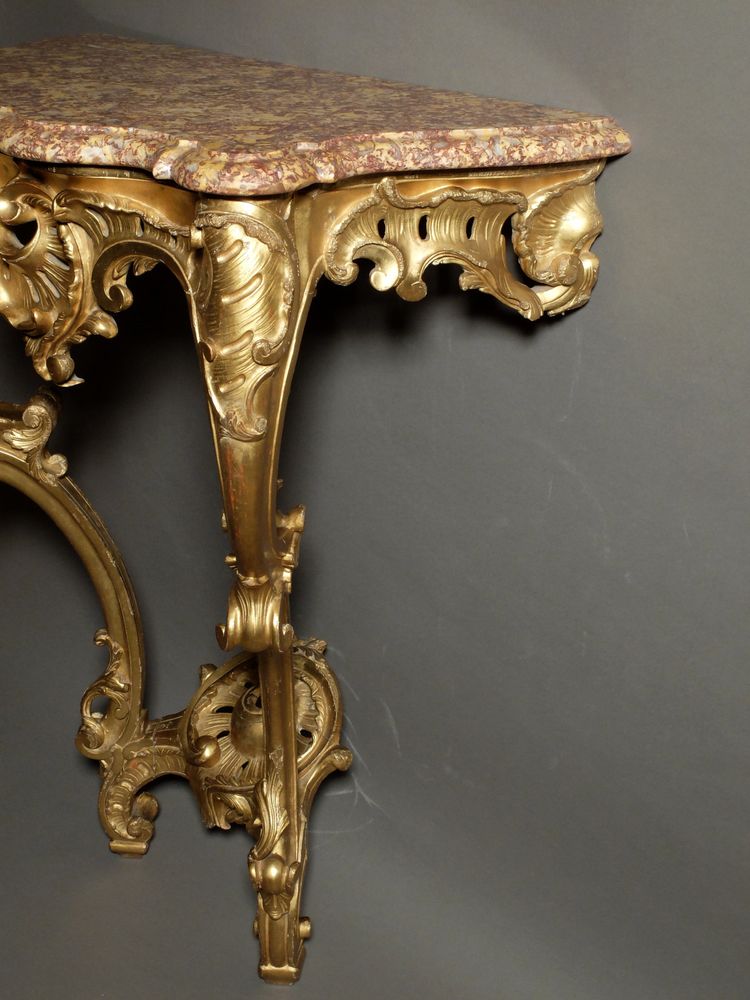 Louis XV period console in gilded wood