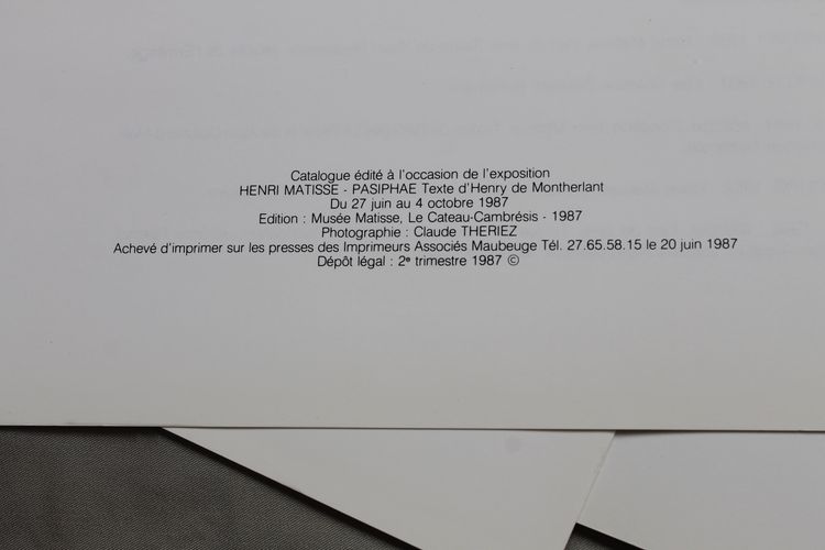 Henri Matisse Pasiphae exhibition catalog 22 linocut prints from 1987