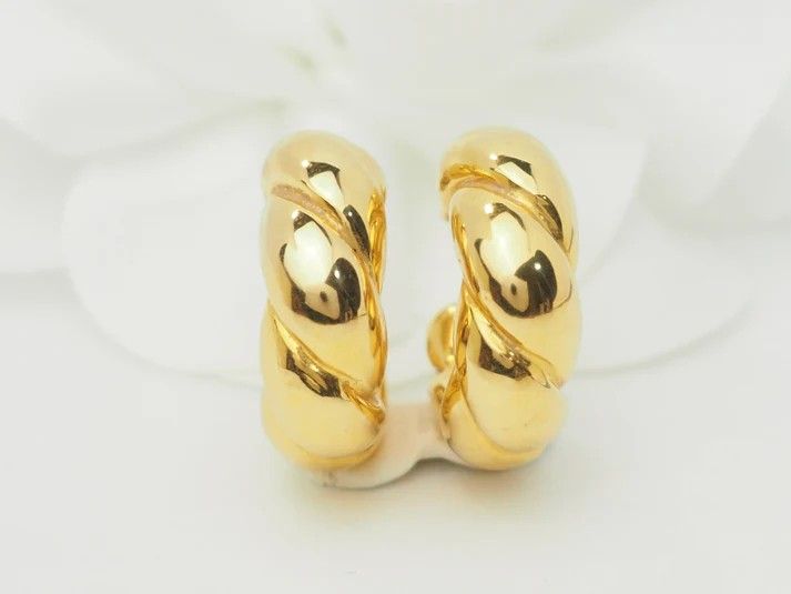Boucles D'oreilles Créoles Torsadées Or - Neuves - Avec Boîte Cadeau